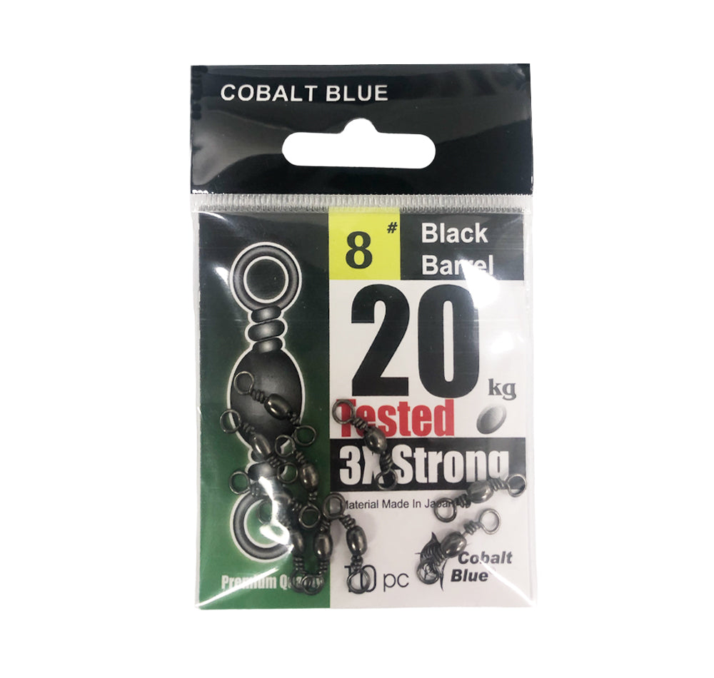 Cobalt Blue Black Barrel Swivel Size 8