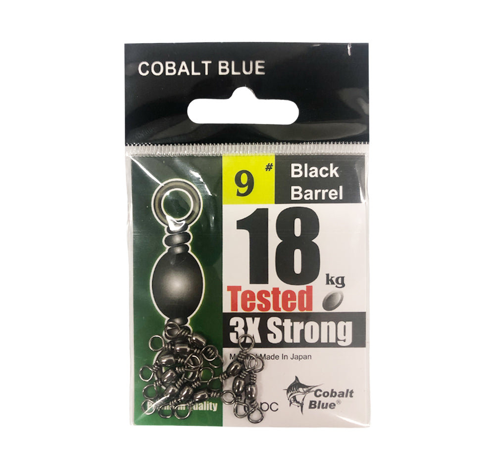 Cobalt Blue Black Barrel Swivel Size 9