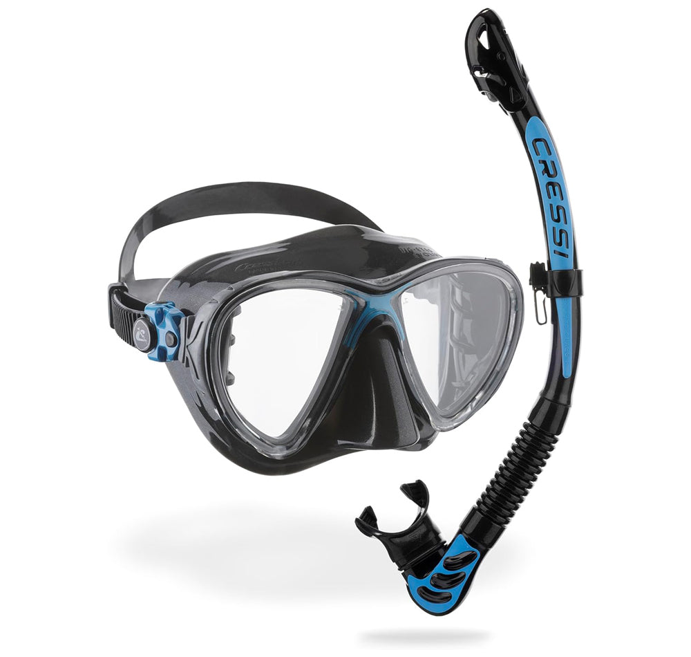 Cressi Big Eyes Evolution + Alpha Ultra Dry Mask and Snorkel Set Black/Blue