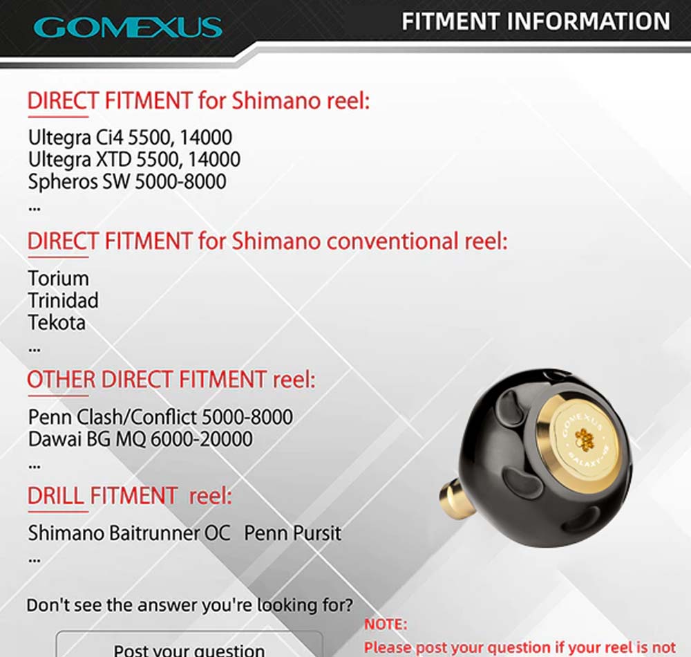 Gomexus Titanium 50mm Power Knob sizing chart