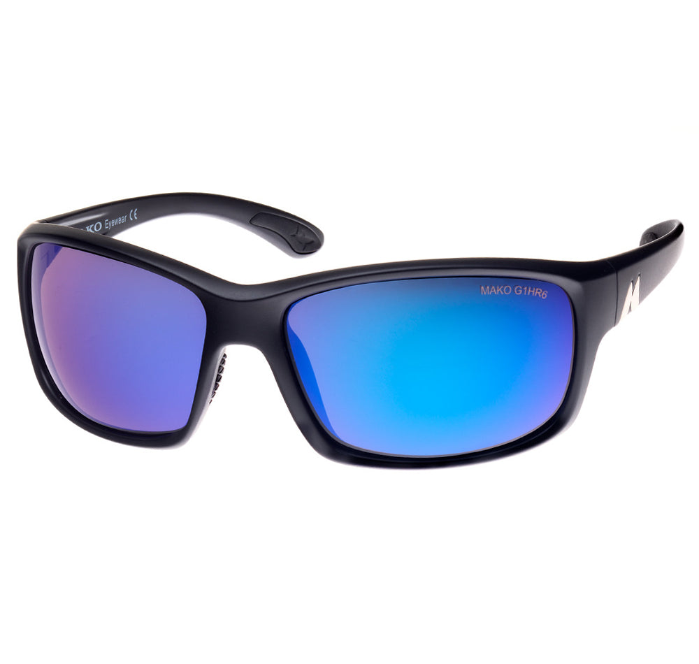 Mako 9604 Edge Matte Black HD Sunglasses Brown/Blue Mirror