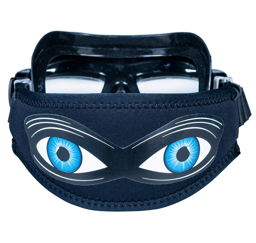 Shark Eyes Mask Strap Cover as seen from behind