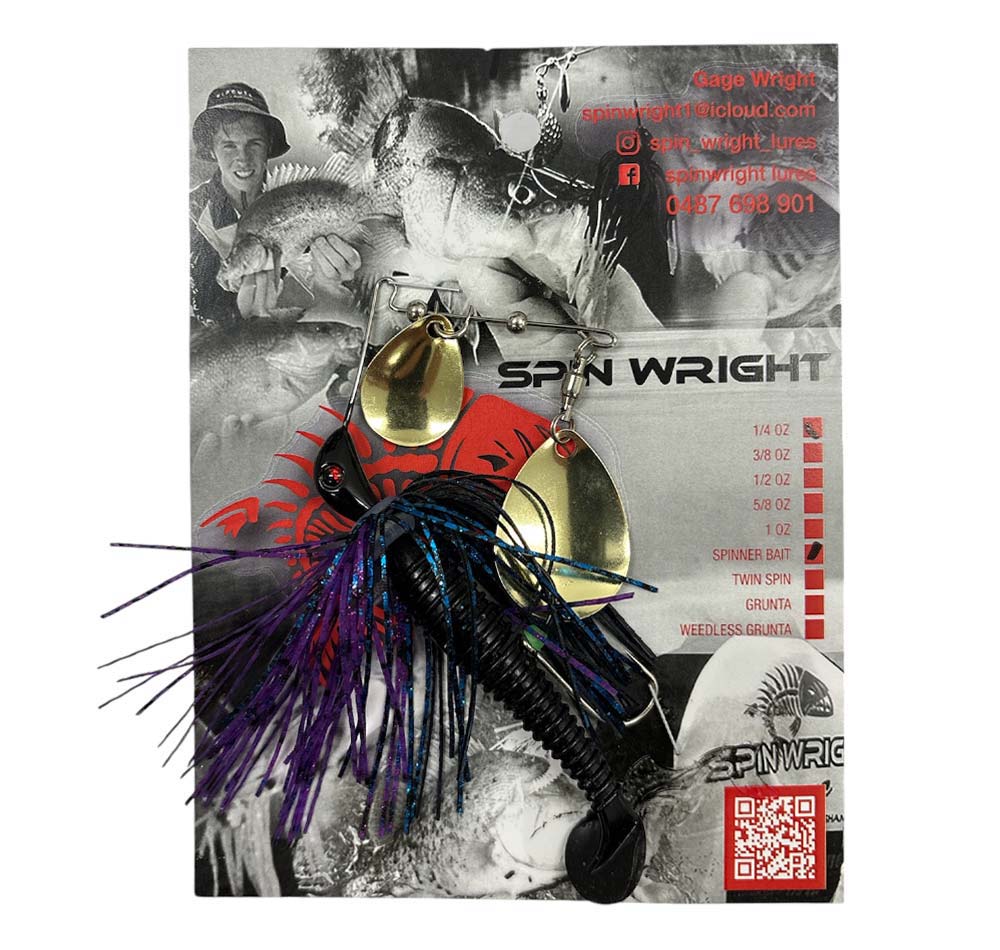 Spin Wright 3/8oz Spinnerbaits Double Colorado with 3" Paddle Tail