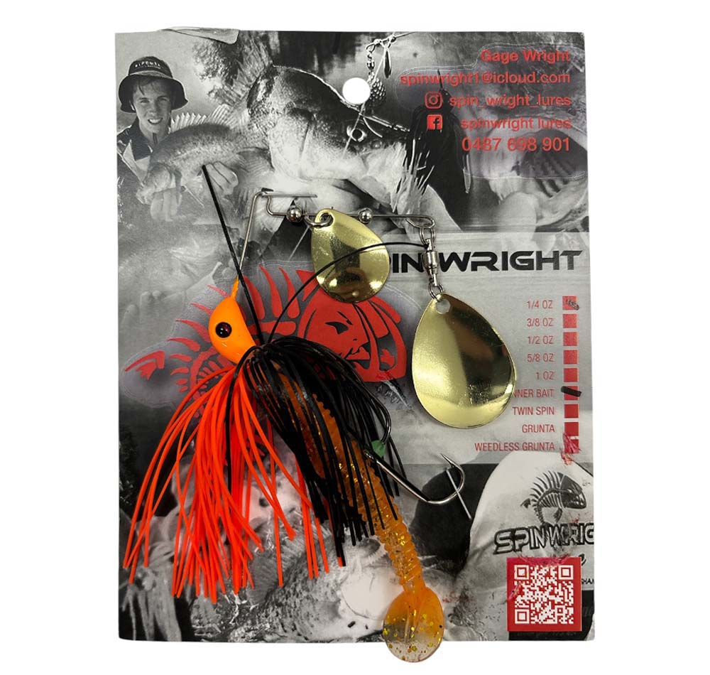 Spin Wright 3/8oz Spinnerbaits Double Colorado with 3" Paddle Tail