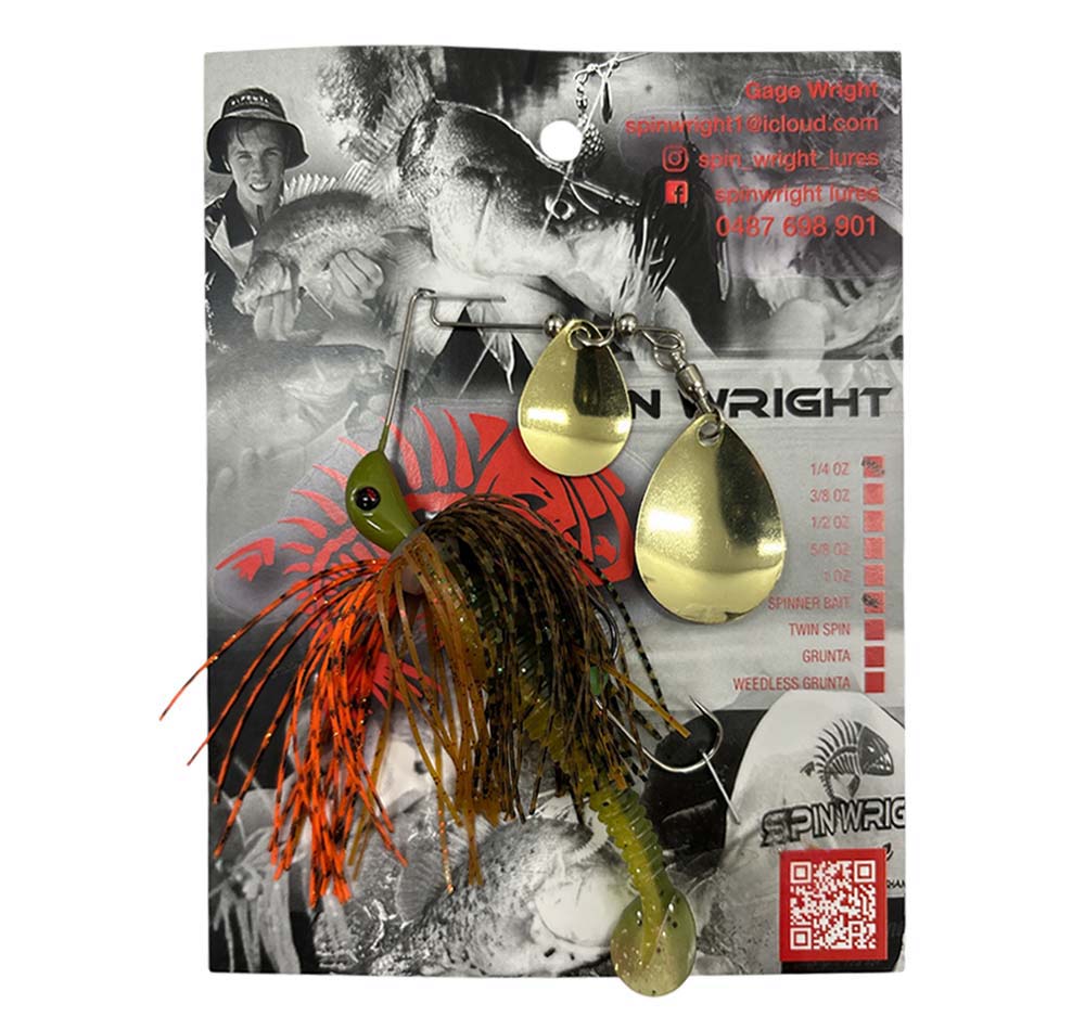 Spin Wright 3/8oz Spinnerbaits Double Colorado with 3" Paddle Tail