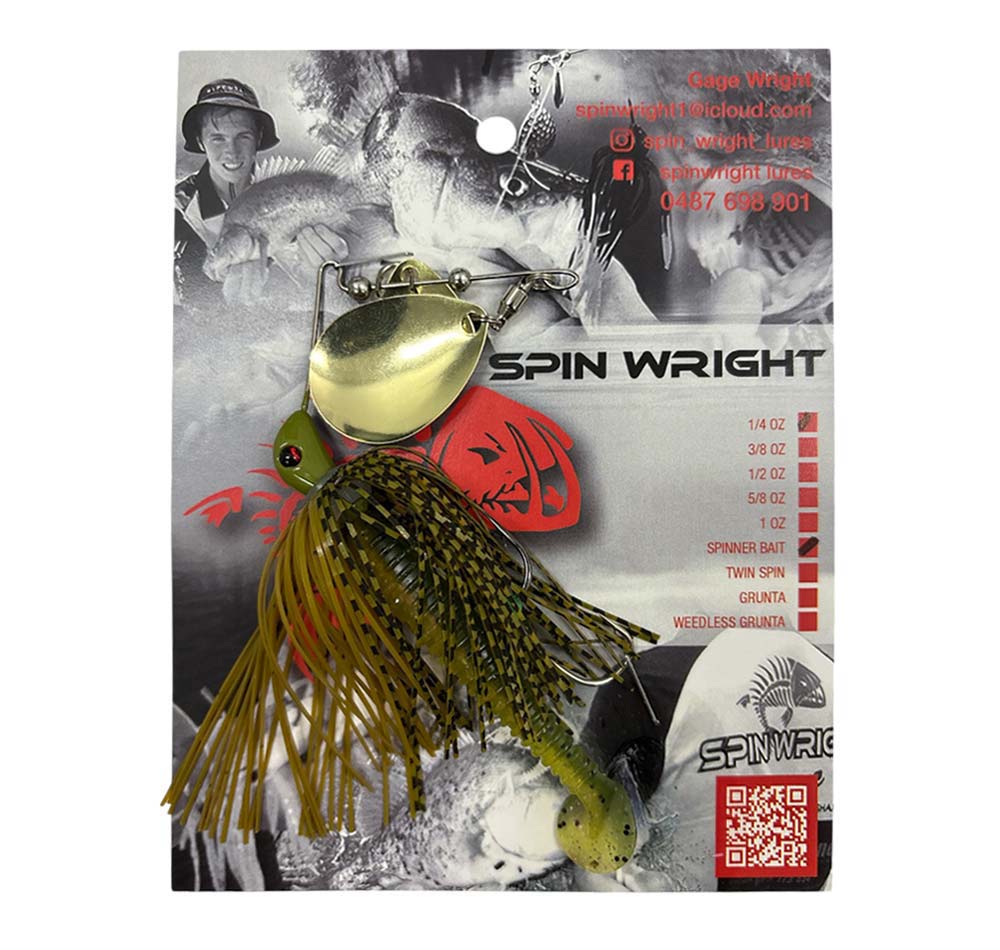 Spin Wright 3/8oz Spinnerbaits Double Colorado with 3" Paddle Tail