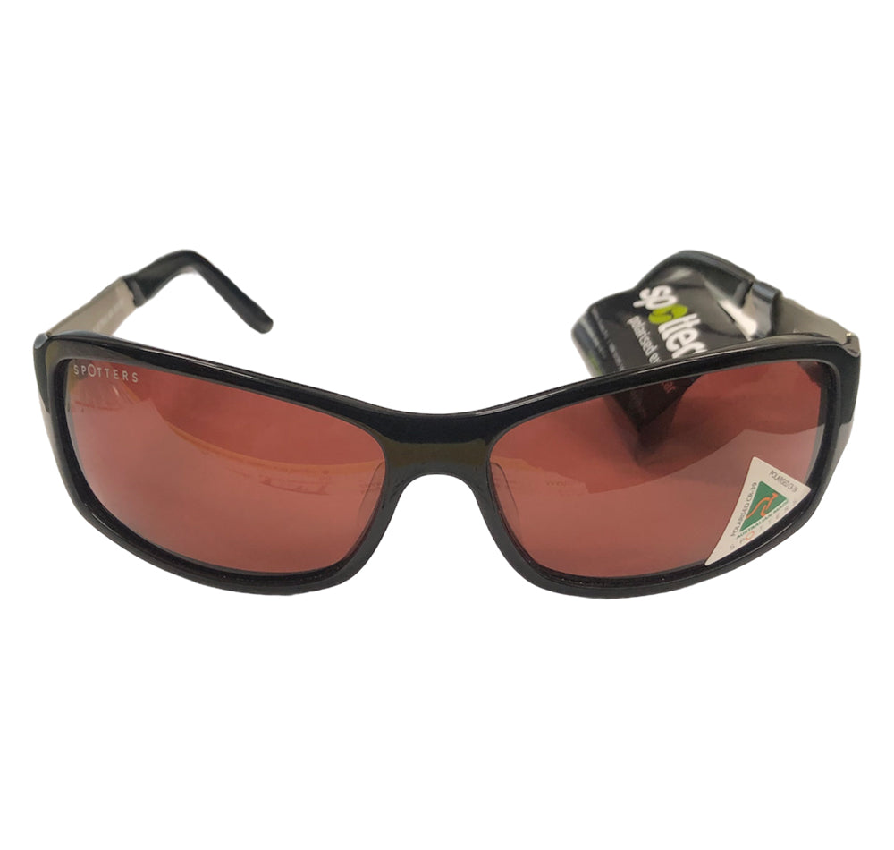 Spotters Amber Black CR-C Polarised Sunglasses Front
