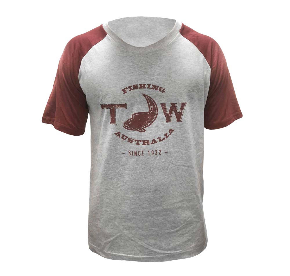 Tackle World Raglan T-Shirt Maroon