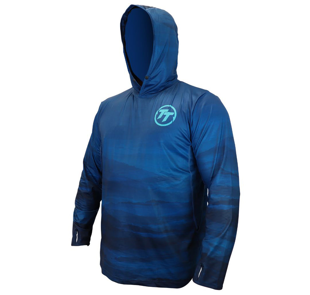 TT Hooded Tournament Shirt Blue Hood Up