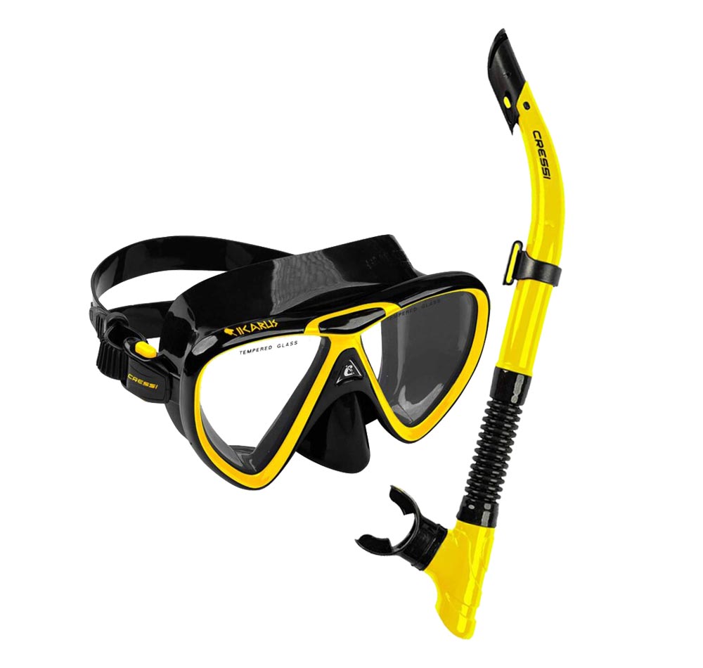 Cressi Ikarus + X-Hale Mask Snorkel Set Black/Yellow