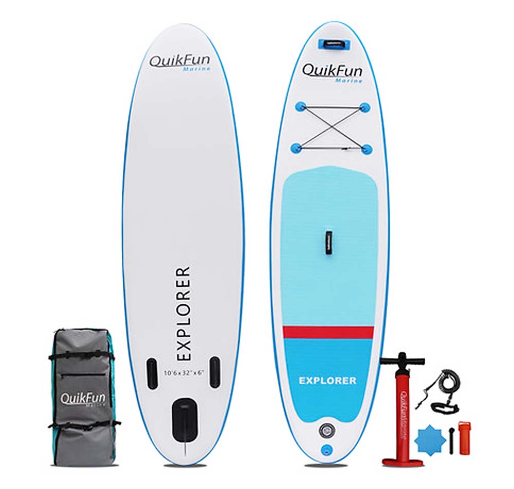 QuickFun Marine QuikSup Explorer 10&#39;6&quot; Inflatable SUP Paddle Board Colour Ocean Blue