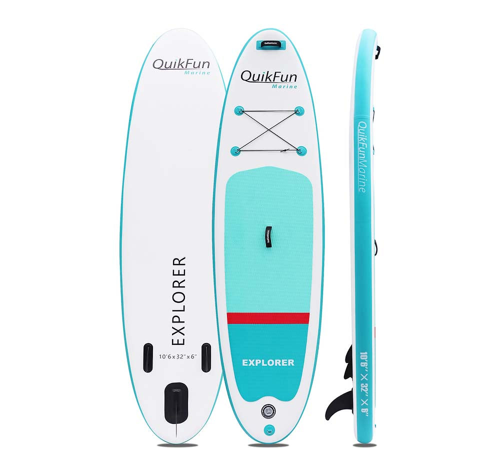 QuickFun Marine QuikSup Explorer 10&#39;6&quot; Inflatable SUP Paddle Board Colour Aqua Blue