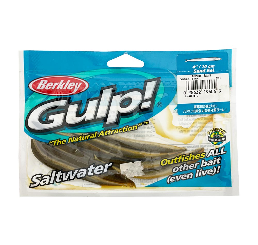 Berkley Gulp Sand Eel 4&quot; Soft Plastics Silver Mud