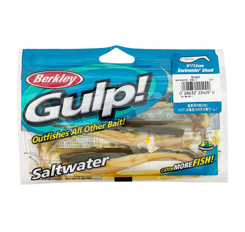 Berkley Gulp Swimmin Shad 5&quot; Soft Plastics Smelt