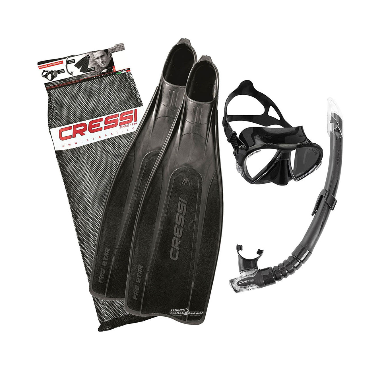 Cressi Pro Star Mask, Snorkel & Fins Set