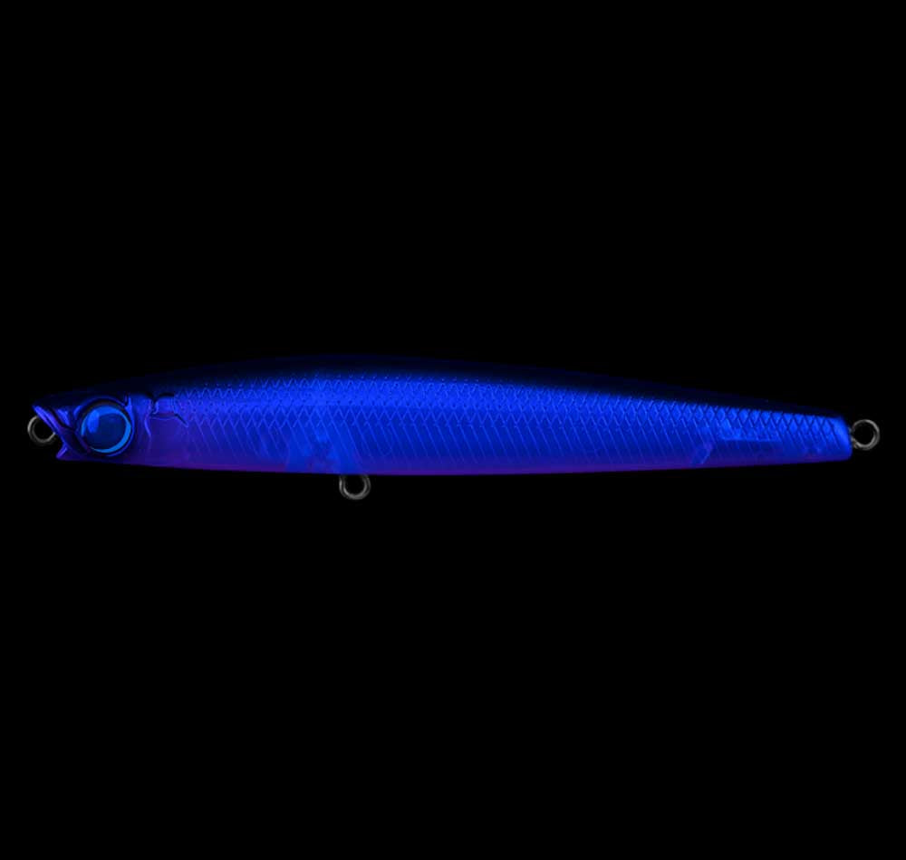 Daiwa Infeet Slippery Dog 80F TG Tune Lure Wakasagi Under UV Light