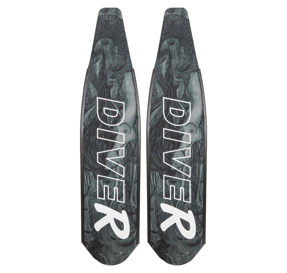 DiveR Innegra Carbon B&W Mermaid Soft Fin Blades