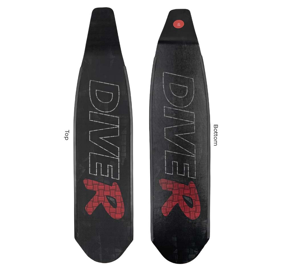 DiveR Innegra Carbon Black W/Red R Medium Fin Blades Fergo's Tackle World