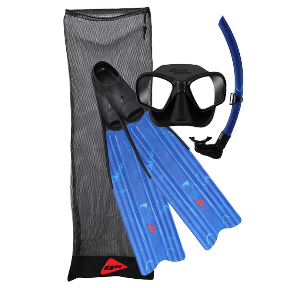 Ocean Hunter Pelagic Mask, Snorkel & Fins Set blue