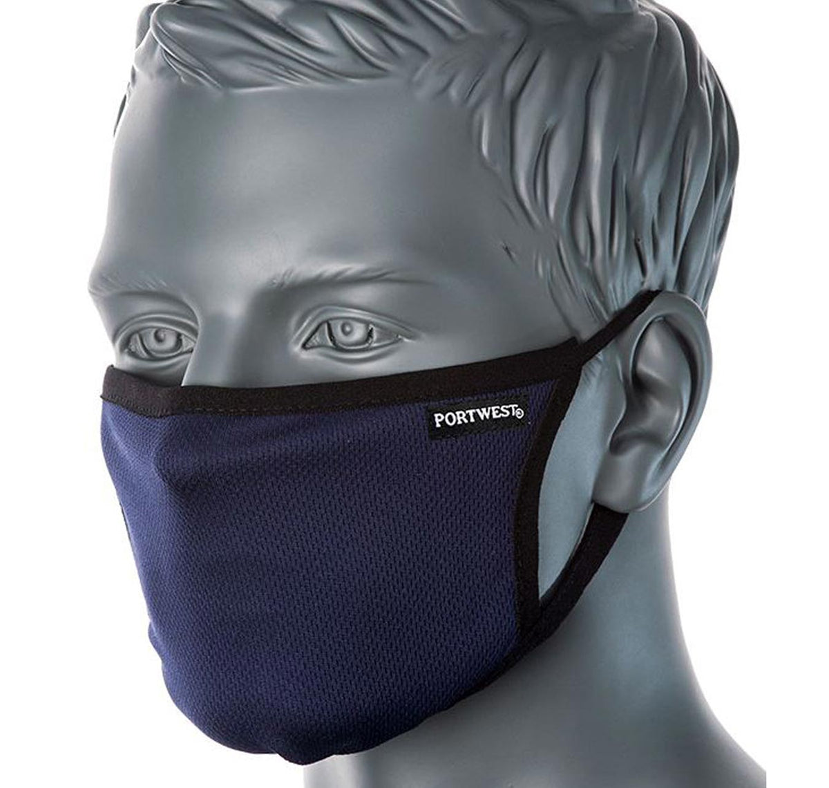 Portwest 3-Ply Anti-Microbial Adjustable Fabric Face Mask