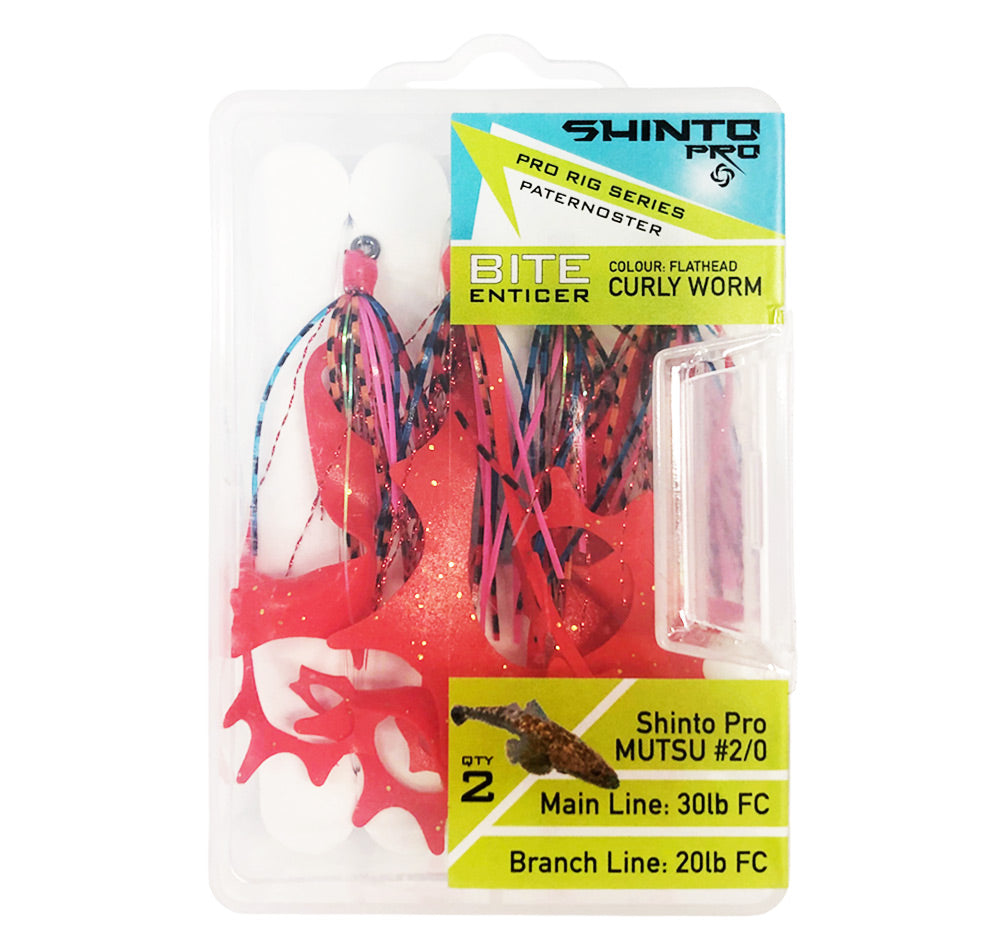 Shinto Pro Bite Enticer Paternoster Mutsu Circle Rig 2pk Size 2/0 Curly Worm