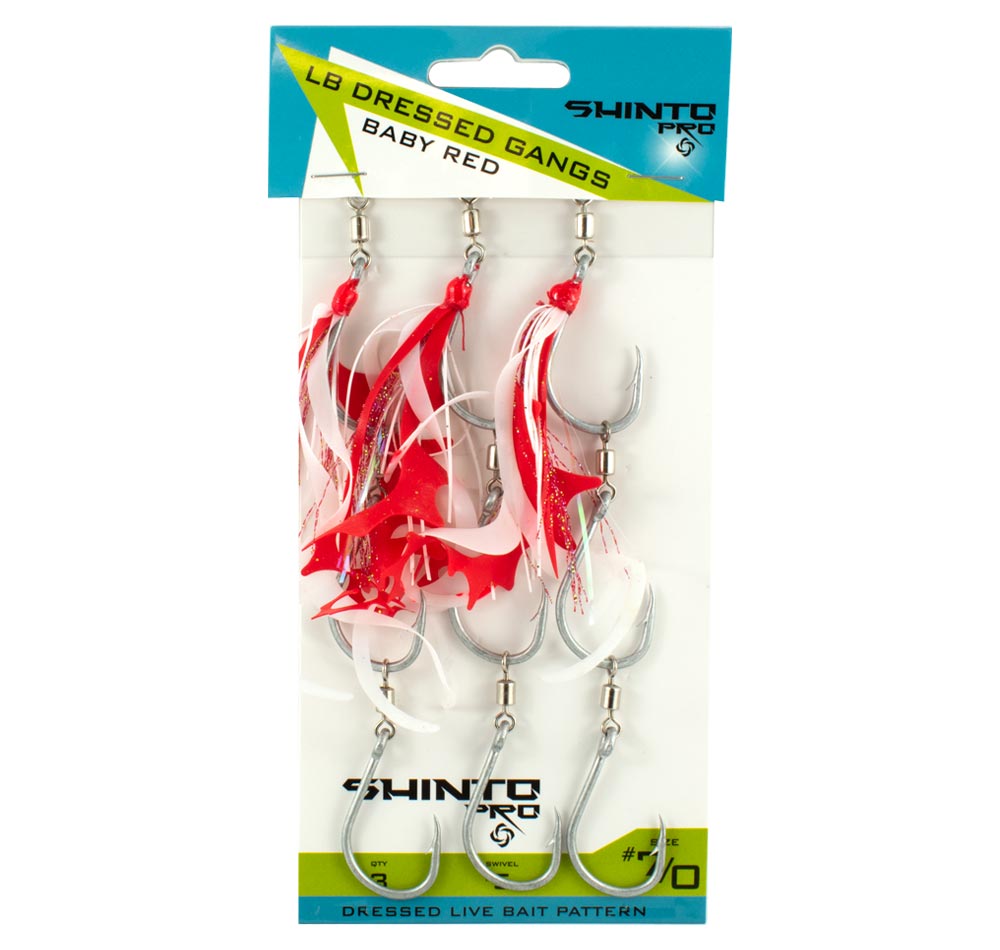Shinto Pro Dressed Ganged Hooks Baby Red 7/0