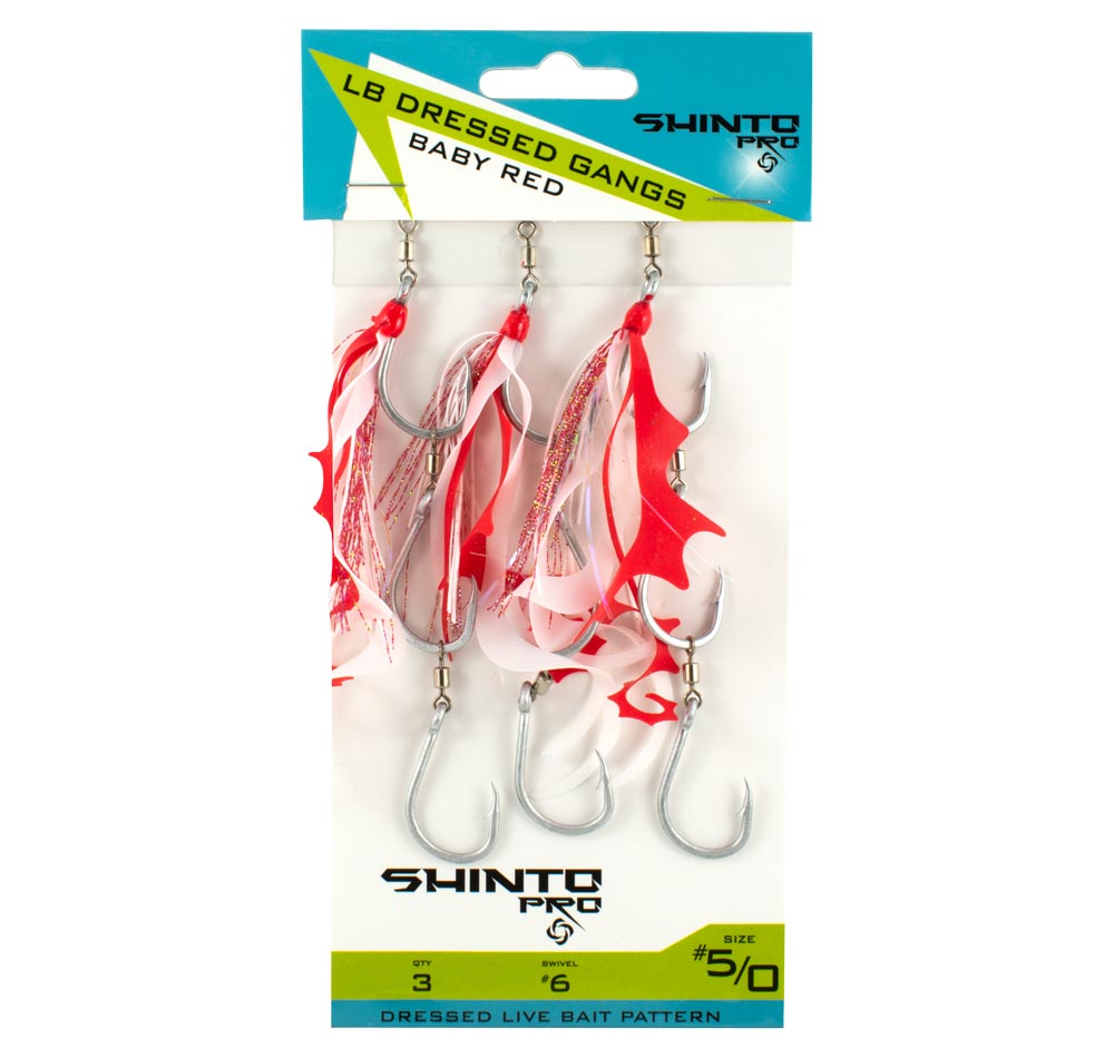 Shinto Pro Dressed Ganged Hooks Baby Red 5/0