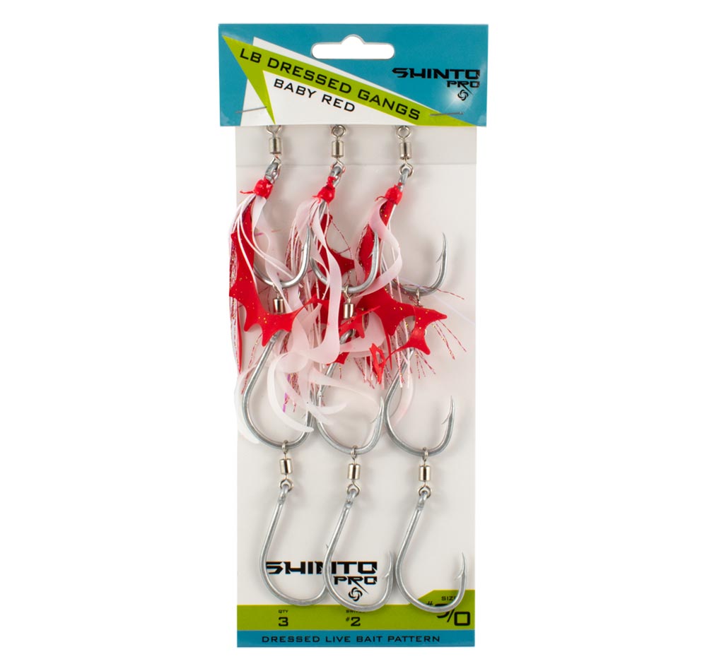 Shinto Pro Dressed Ganged Hooks Baby Red 9/0